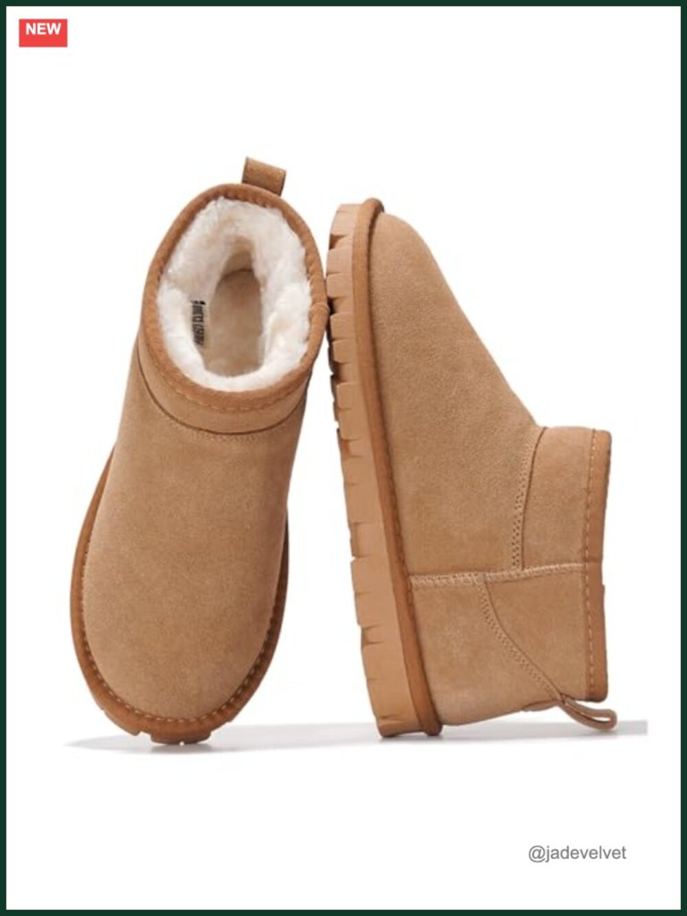Genuine Leather Suede Ankle Boots Fur-Lined Waterproof Women's